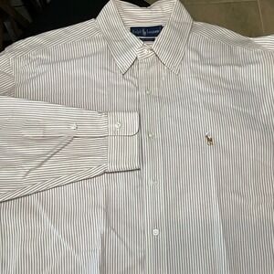 Ralph Lauren Mens Classic Fit 100% Cotton Striped Long Sleeve Button Down Shirt